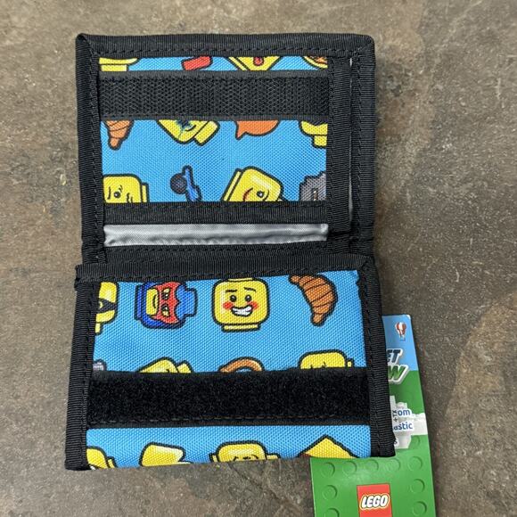 Lego Legoland Genuine Wallet Heads Blocks NWT Tri Fold Blue - Picture 4 of 5